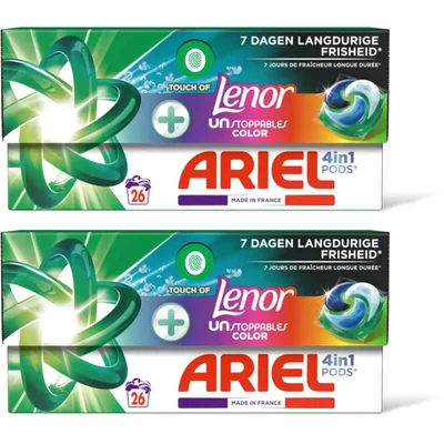 Ariel 4-in-1 pods+ unstoppable wascapsule 2pk
