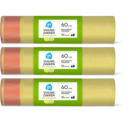 AH Vuilniszakken trekband 60L citrus 3-pack