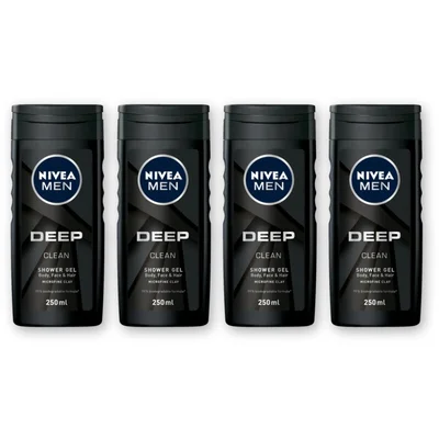 NIVEA Men deep clean shower gel 4-pack