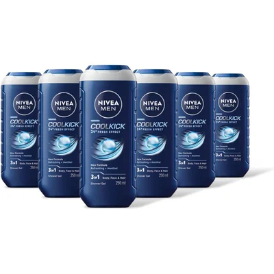NIVEA Men cool kick shower gel 6-pack