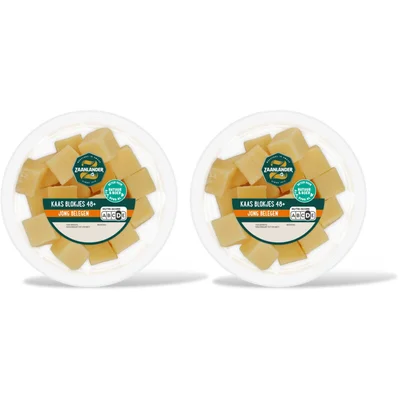 AH Zaanlander Kaasblokjes jong belegen 48+ 2-pack