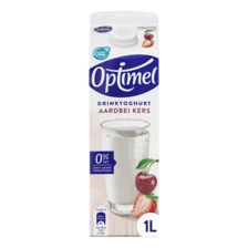Optimel Drinkyoghurt aardbei kers 0% vet