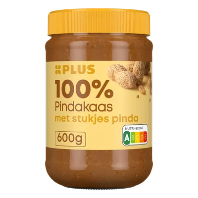 PLUS 100% pindakaas met stukjes pinda
