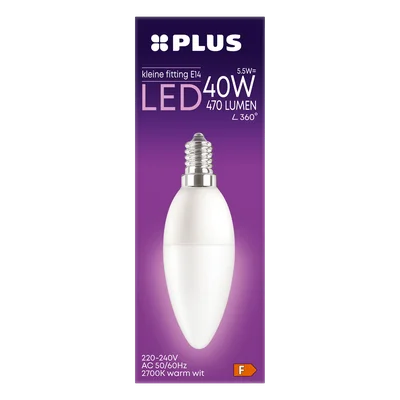 PLUS Lamp LED 40W Kaars kleine fit mat