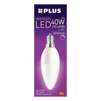 PLUS Lamp LED 40W Kaars kleine fit mat dim