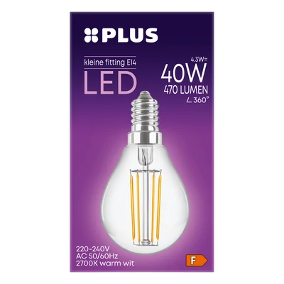 PLUS Lamp LED 40W Kogel kleine fit helder