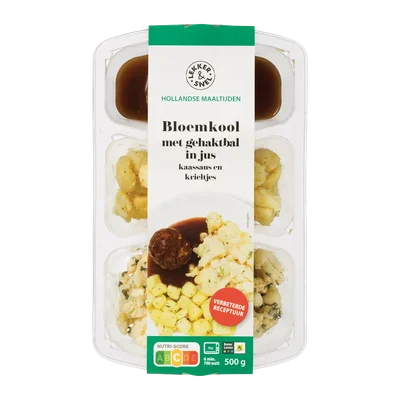 Lekker & Snel 3-vaks Hollandse maaltijd Bloemkool & gehaktbal