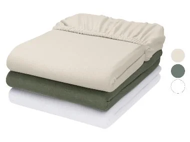 LIVARNO® Katoen linnen jersey hoeslaken 90-100 x 200 cm