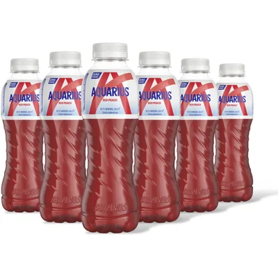 Aquarius Red peach zero sugar 6-pack