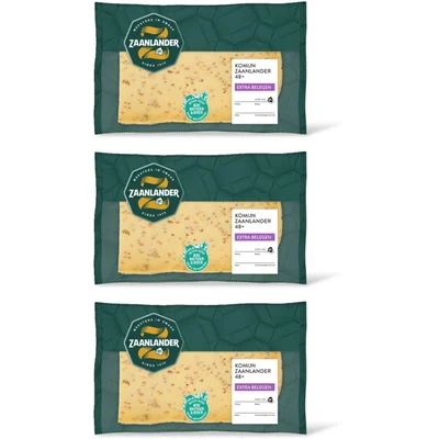 AH Zaanlander Extra belegen 48+ komijn plakken 3-pack