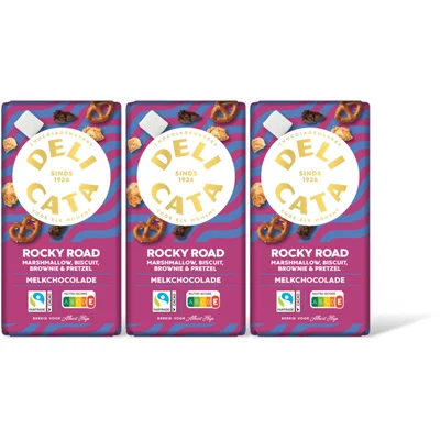 Delicata Reep rocky road melk chocolade 3-pack