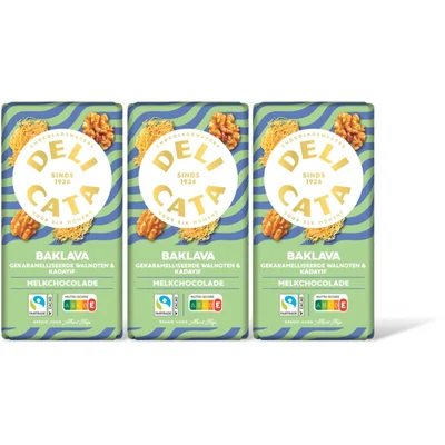 Delicata Reep baklava melk chocolade 3-pack