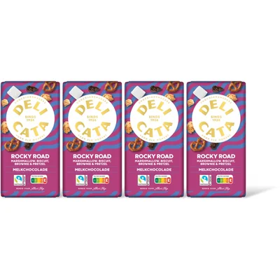 Delicata Reep rocky road melk chocolade 4-pack