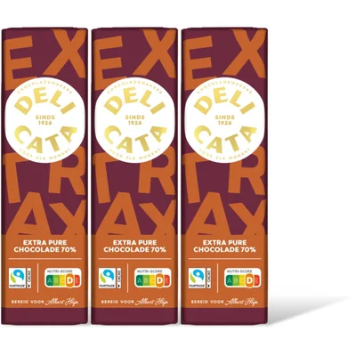 Delicata Reep extra pure chocolade 70% 3 pack