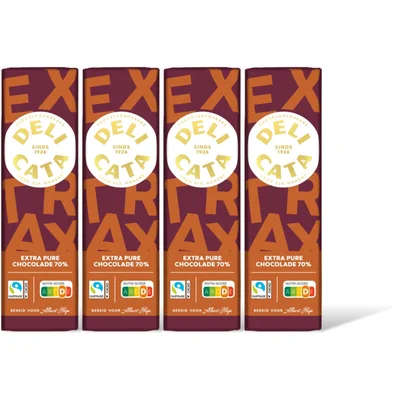 Delicata Reep extra pure chocolade 70% 4 pack