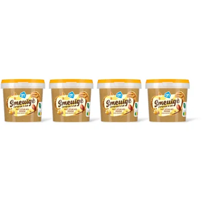 AH Smeuige pindakaas stukjes pinda 4-pack