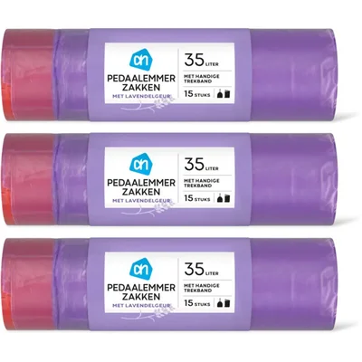 AH Pedaalemmerzak trekband lavendel 35l 3pk