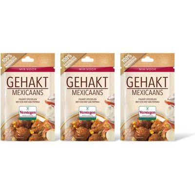 Verstegen Kruidenmix voor gehakt Mexico 3-pack