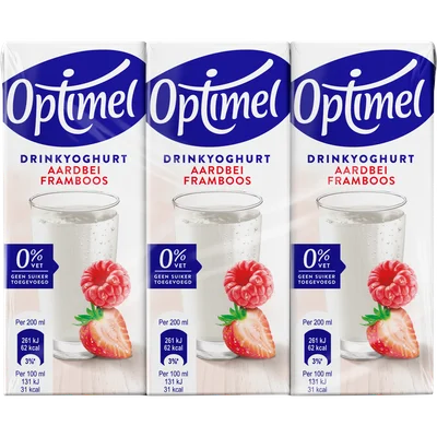 Optimel Drinkyoghurt aardbei framboos