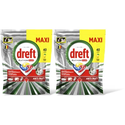 Dreft Platinum+ vaatwastabletten citroen 2pk