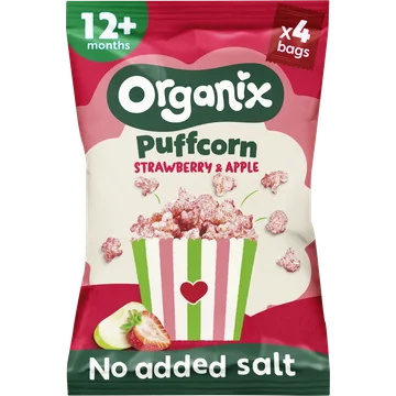 Organix Puffcorn Strawberry & Apple 12 Maanden 40 g