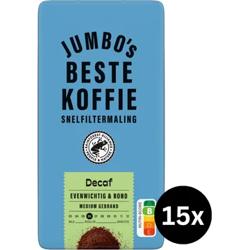 Jumbo's Beste Koffie Snelfiltermaling Decaf - 15 x 500 g