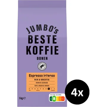 Jumbo's Beste Koffiebonen Espresso Intenso - 4 x 1 kg