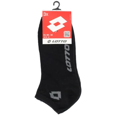 Lotto Sneakersokken zwart 3-pack ass