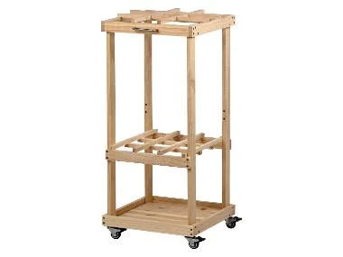 DOBAR Houten tuingereedschaphouder met wielen