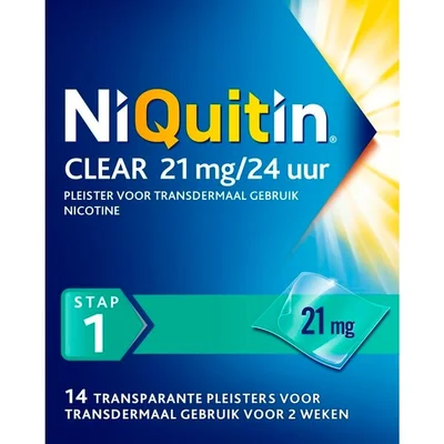 NiQuitin Clear Pleister Stap 1 - 21 mg - Nicotinepleister
