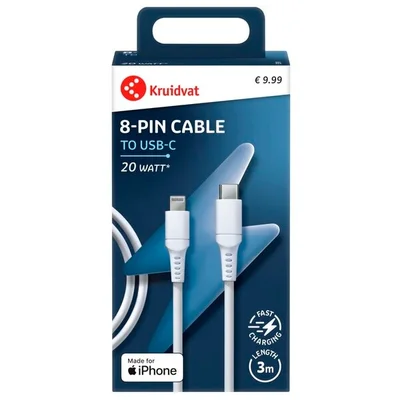 Kruidvat 20W Dual USB-C-naar-8-pin Kabel
