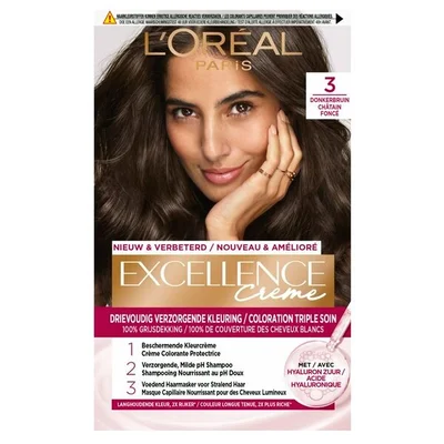 L'Oréal Paris Excellence Crème 3 Donkerbruin Permanente Haarverf