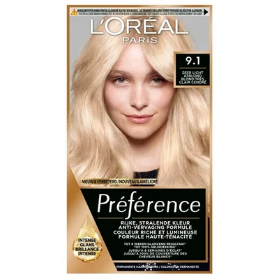 L'Oréal Paris Préférence 9.1 Zeer Licht Asblond Permanente Haarkleuring