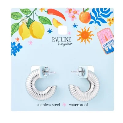 Pauline Wingelaar Hoop Oorbellen met Ribbelstructuur