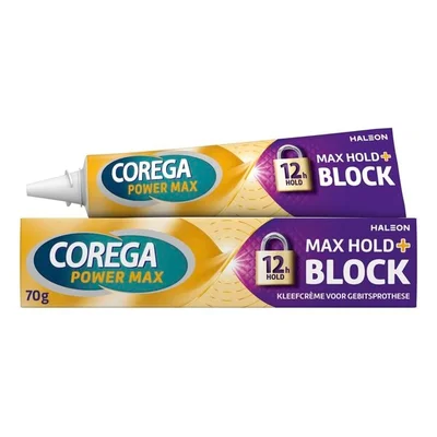 Corega Power Max Max Hold + Block Kleefcrème