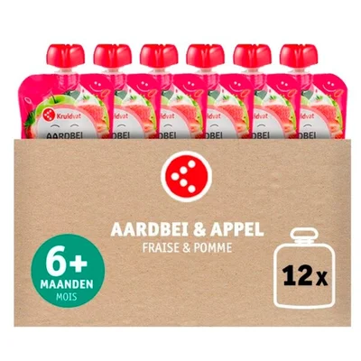 Kruidvat 6+M Bio Aardbei met Appel Knijpzakje