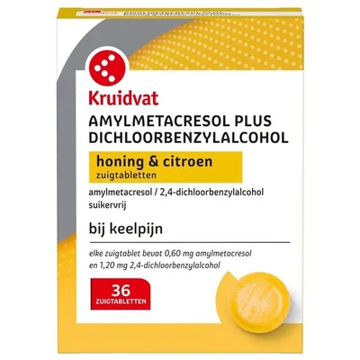 Kruidvat Amylmetacresol Plus Dichloorbenzylalcohol Honing & Citroen Zuigtabletten bij Keelpijn