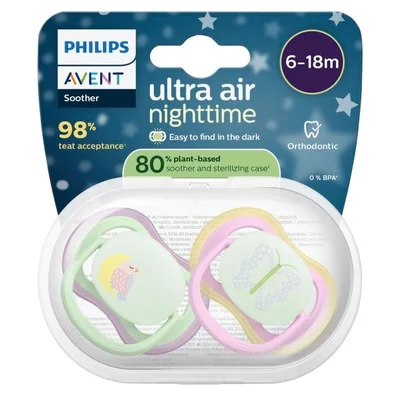 Philips Avent Soother Ultra Air 6-18M SCF376/29 Nighttime Fopspeen