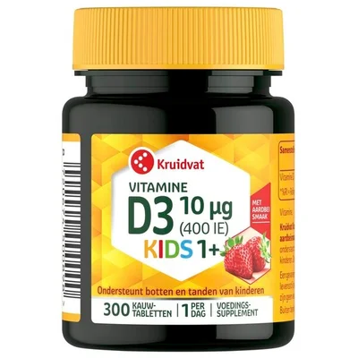 Kruidvat Kids 1+ Vitamine D3 10µg  Kauwtabletten