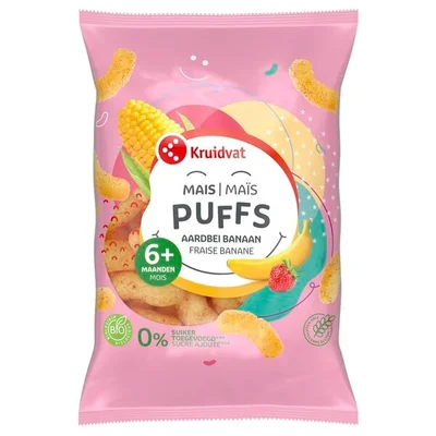 Kruidvat 6+M Bio Aardbei en Banaan Maïspuffs