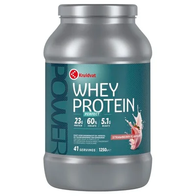 Kruidvat Perfect Whey Protein met Aardbeismaak