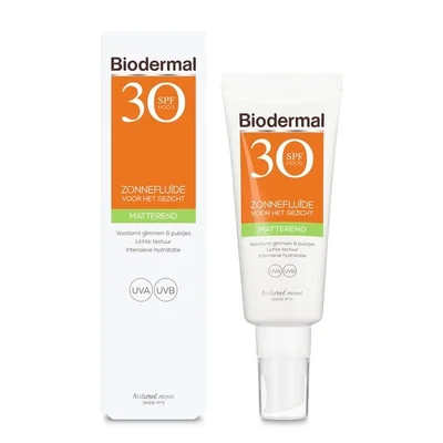 Biodermal SPF30 Matterende Zonnefluïde voor je Gezicht