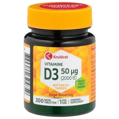 Kruidvat Vitamine D3 50 Mcg Kauwtabletten