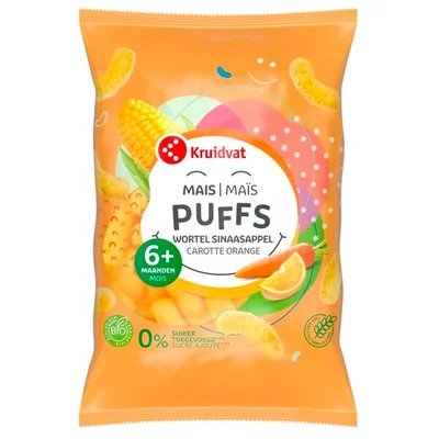 Kruidvat 6+M Bio Sinaasappel en Wortel Maïspuffs
