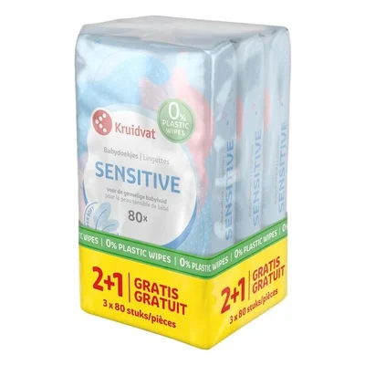 Kruidvat Sensitive Plasticvrije Babydoekjes