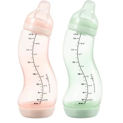 Difrax  0+M S-Fles naturel 2-pack Blossom/Pistachio