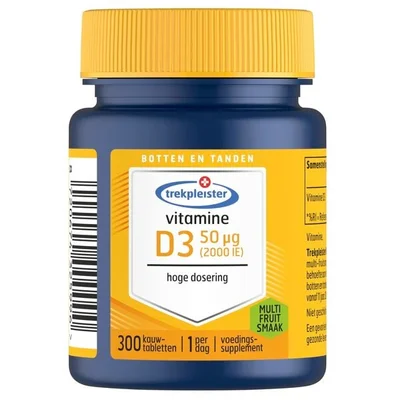 Trekpleister Vitamine D3 50 ug Kauwtabletten