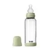 BIBS Babyfles Glas Medium Flow Silicone Sage incl. opvouwbaar trechtertje 240 ML