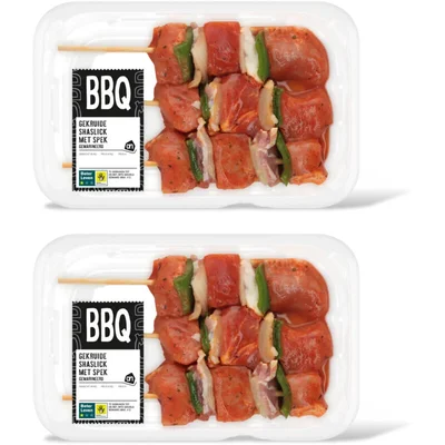 AH BBQ gekruide shaslick met spek 2-pack