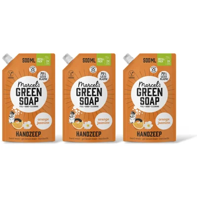 Marcel's Green Soap Handzeep orange & jasmin navul 3pack